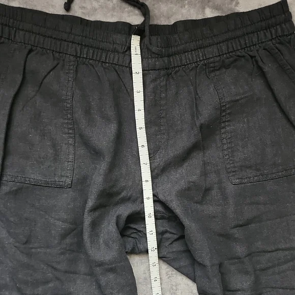 Old Navy Women's Black Straight/Tapered Leg Linen Blend Pants - Picture 6 of 8